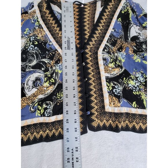 Free people Womens Printed Button-Front Kimono Cardigan Sweater Large Black Boho - Picture 8 of 8